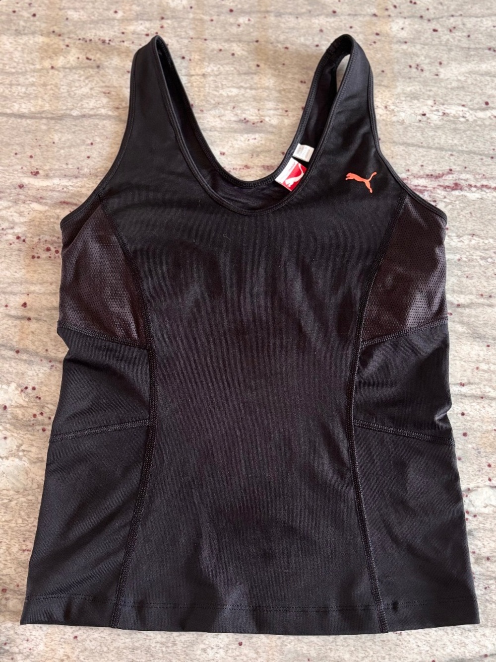 Puma Athletic Black Tank Top - Cool Cell Built in Bra Stretch Size S